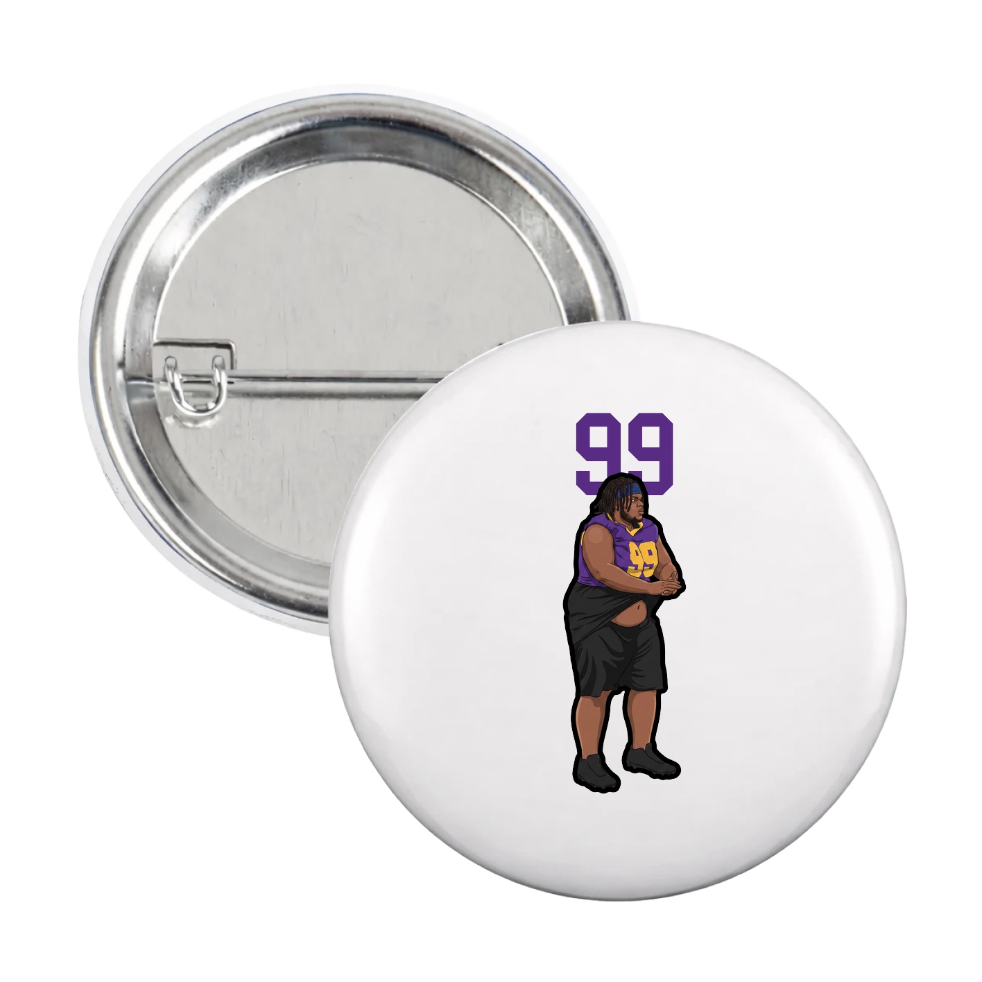 Game Day Button — Number Top in White