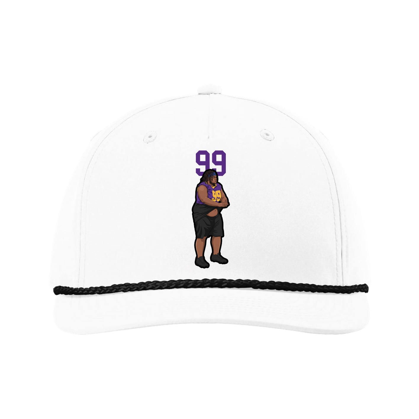 Five-Panel Classic Rope Cap — Number Top in White
