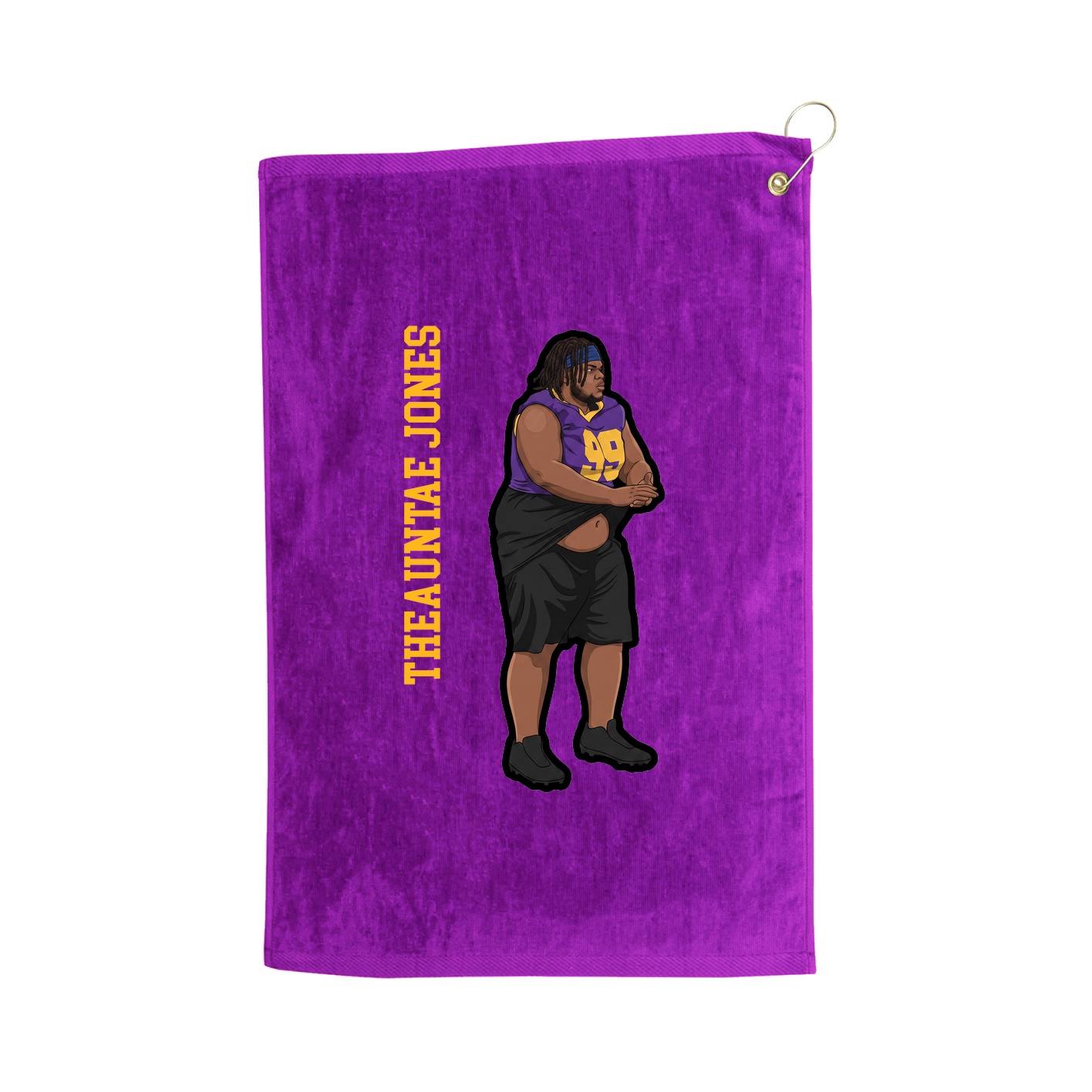 Golf Towel — Name Vertical in Purple