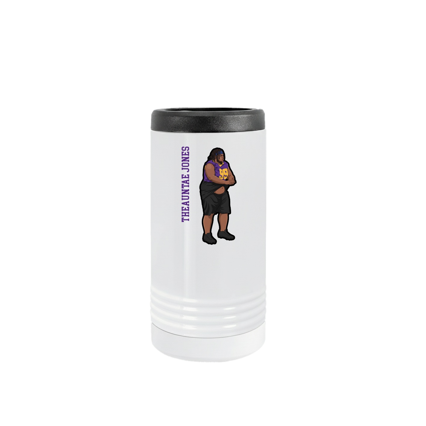 Slim Beverage Holder — Name Vertical in White