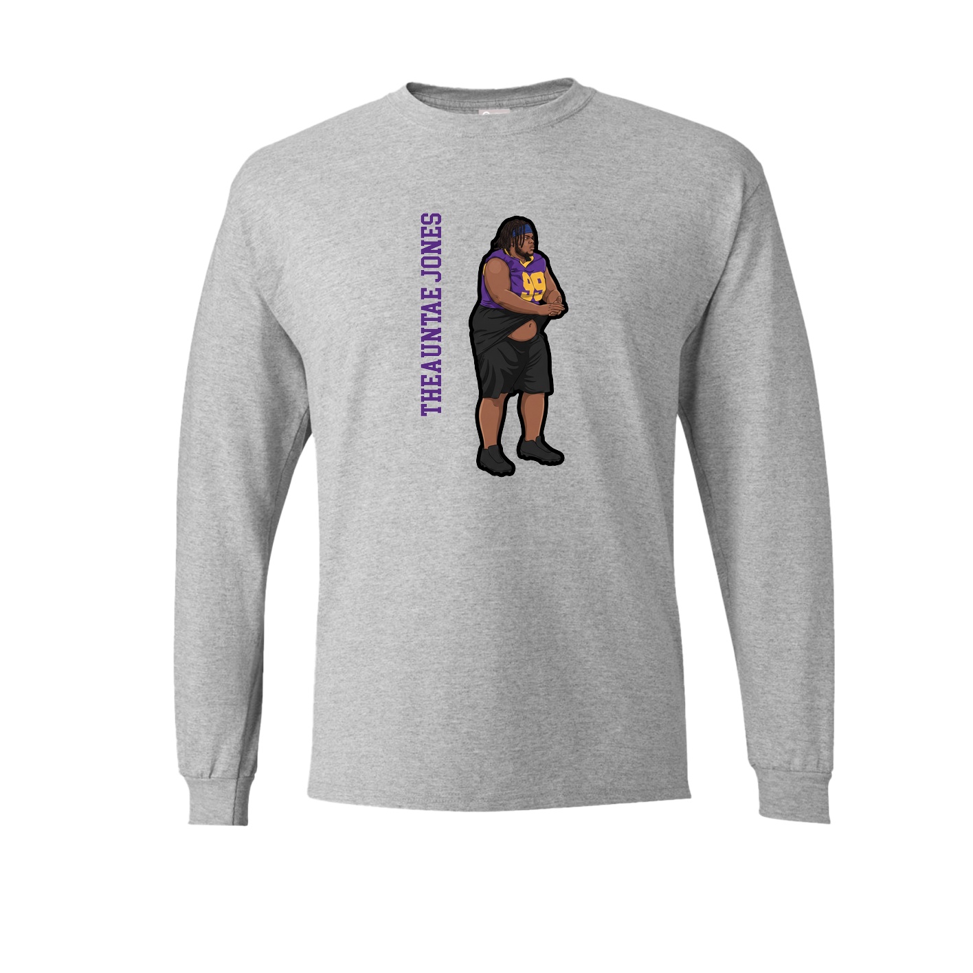Long Sleeve Tee — Name Vertical in Grey