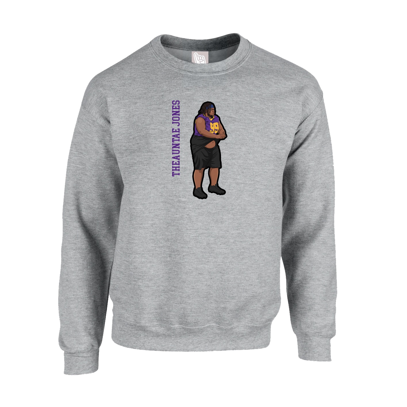Fleece Crew — Name Vertical in Grey