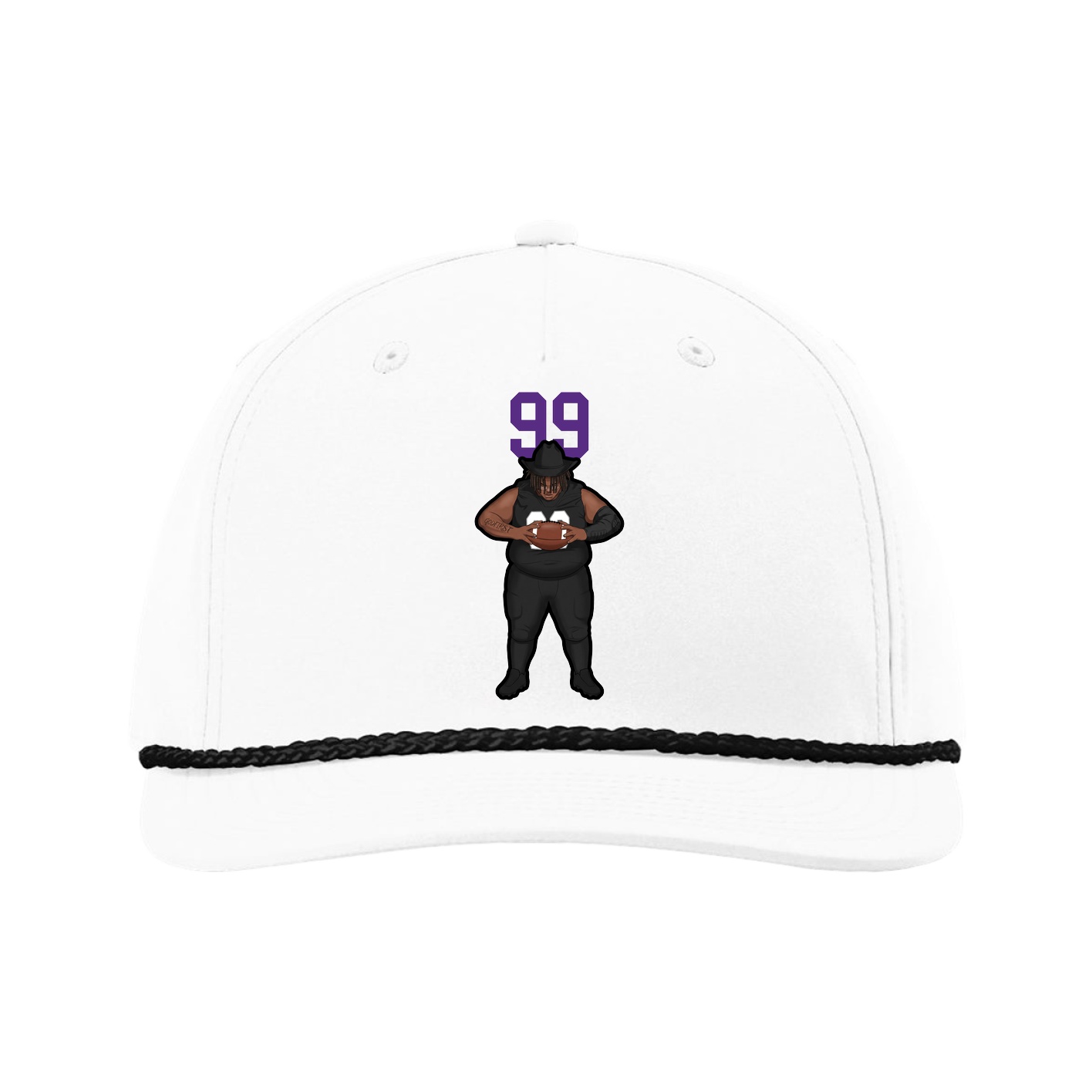 Five-Panel Classic Rope Cap — Number Top in White