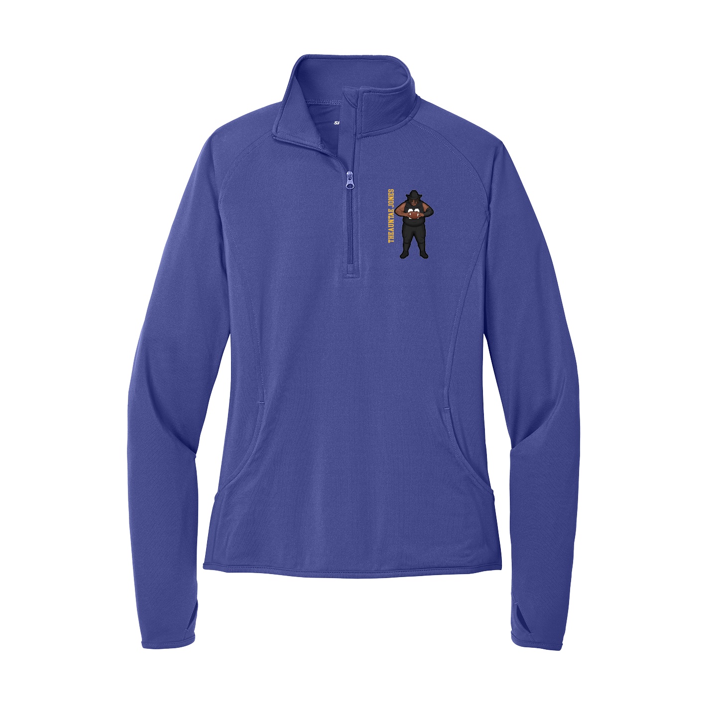 Women's Q-Zip Pullover — Name Vertical in Purple