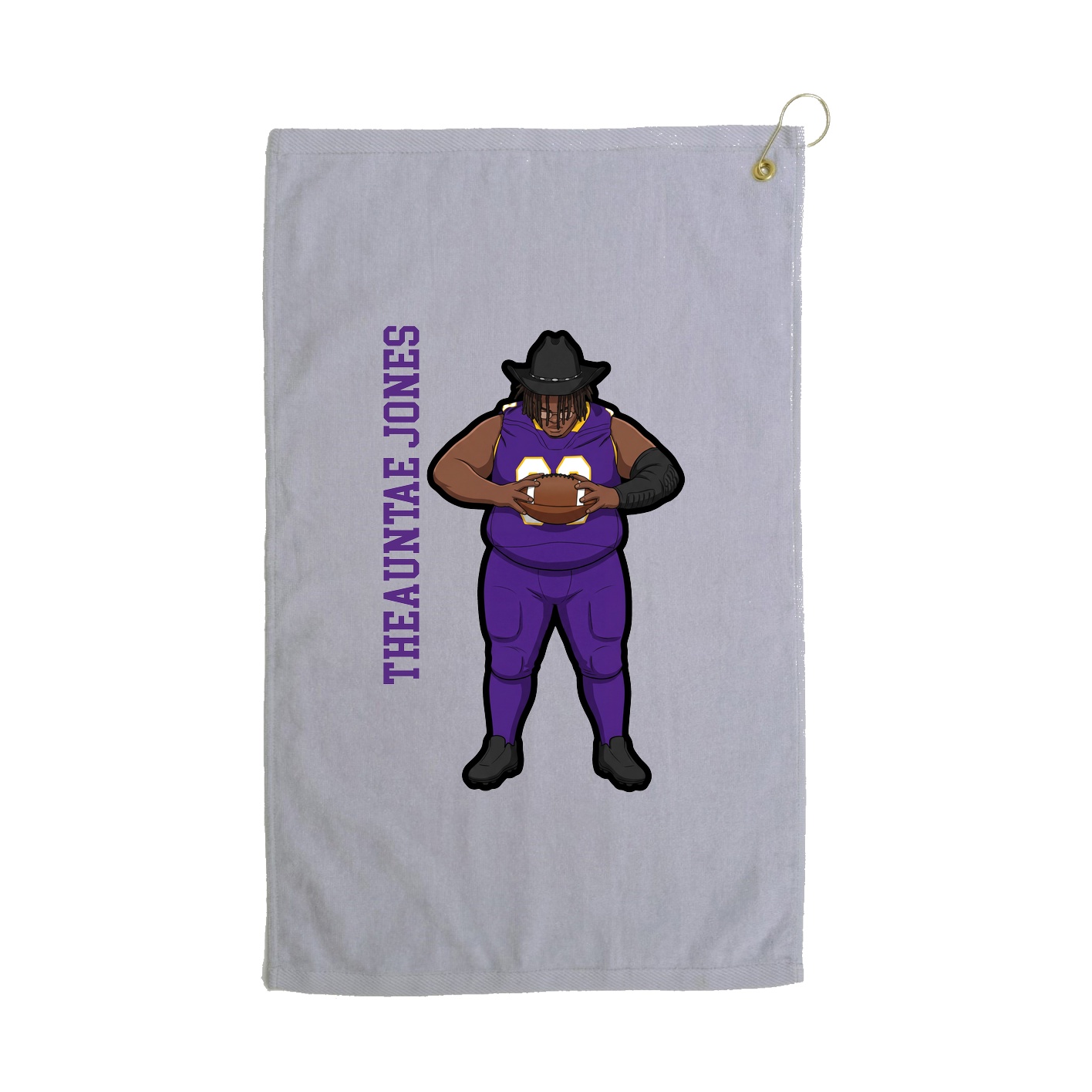 Golf Towel — Name Vertical in Grey