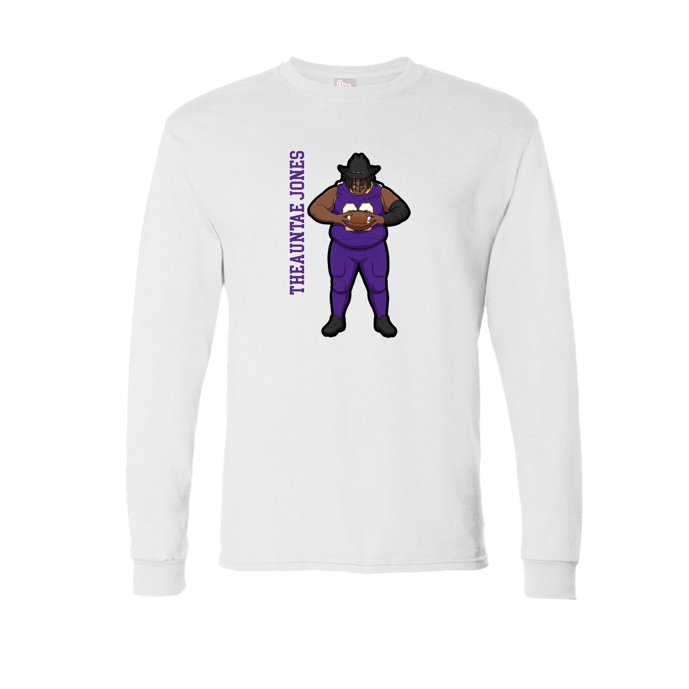 Long Sleeve Tee — Name Vertical in White