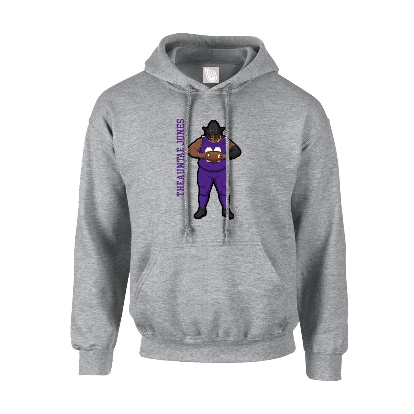 Youth Hoodie — Name Vertical in Grey
