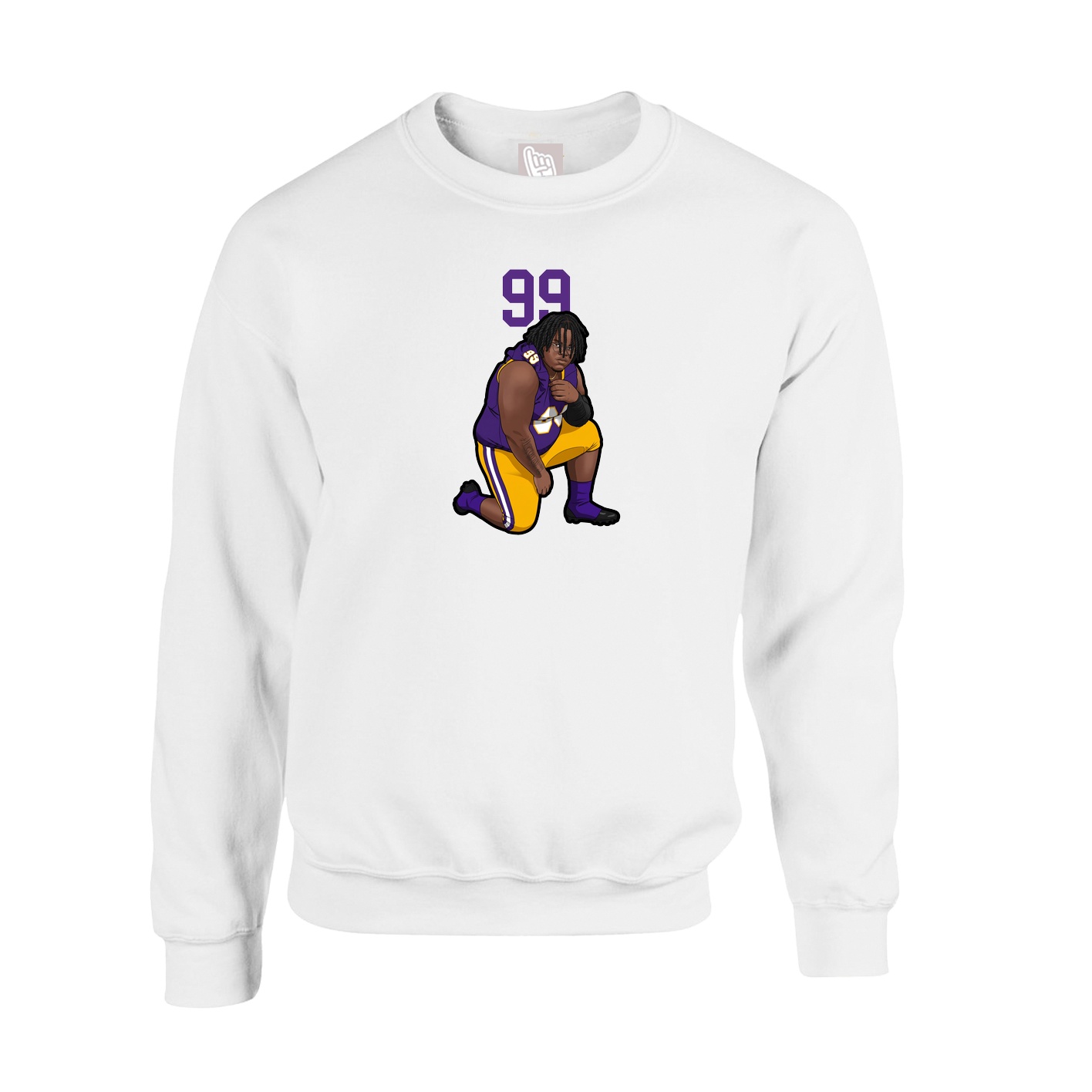 Fleece Crew — Number Top in White