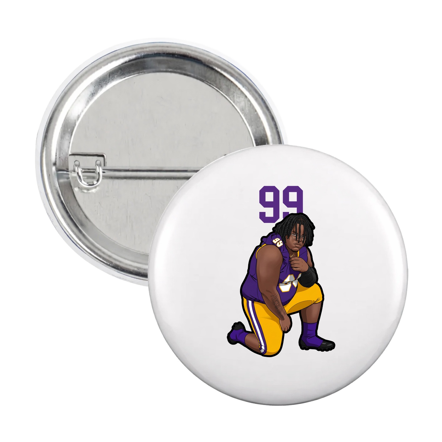 Game Day Button — Number Top in White