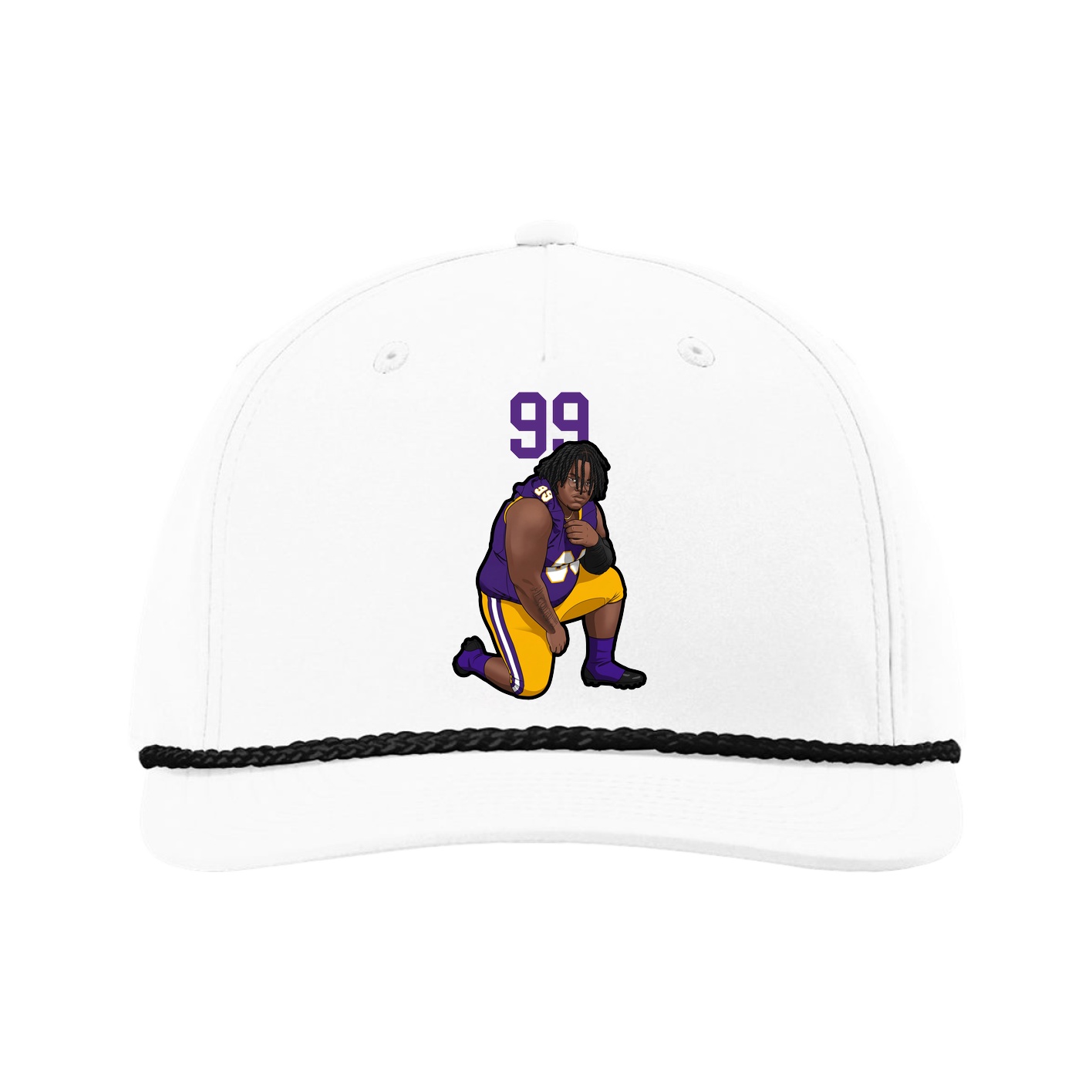 Five-Panel Classic Rope Cap — Number Top in White