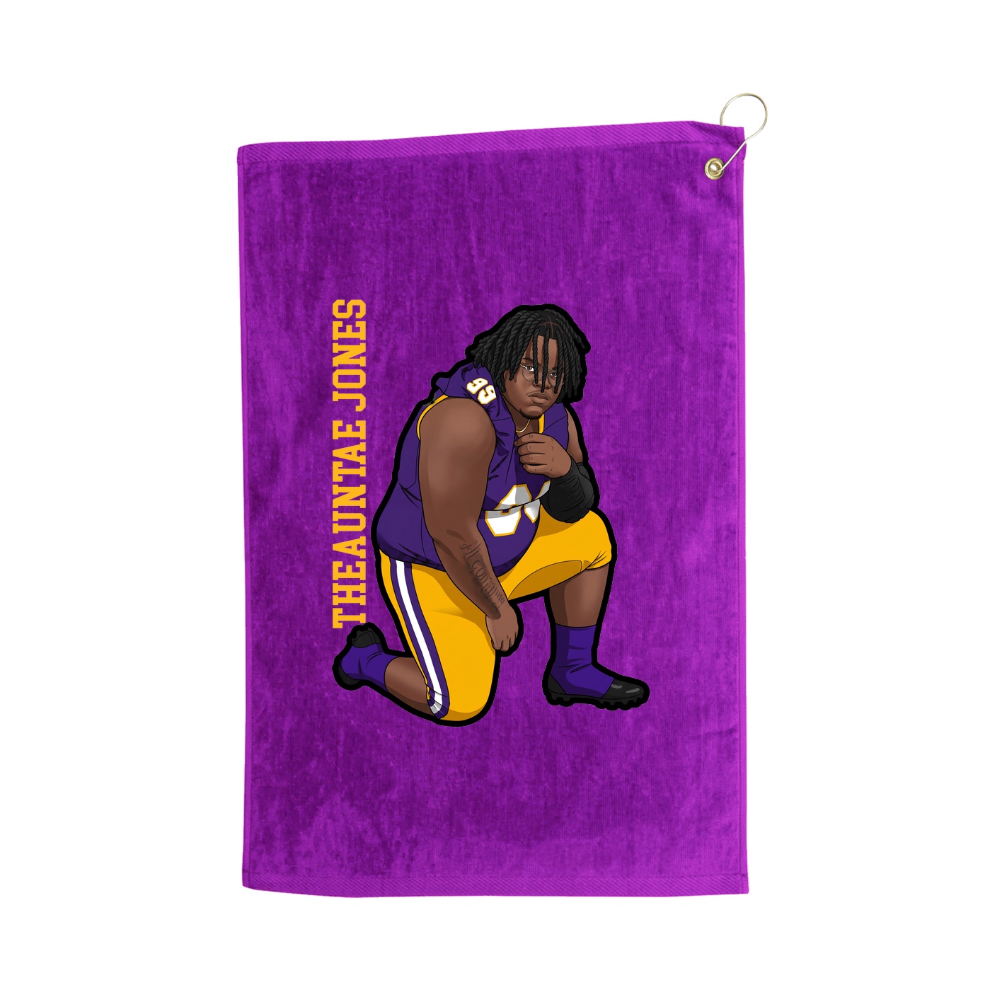 Golf Towel — Name Vertical in Purple