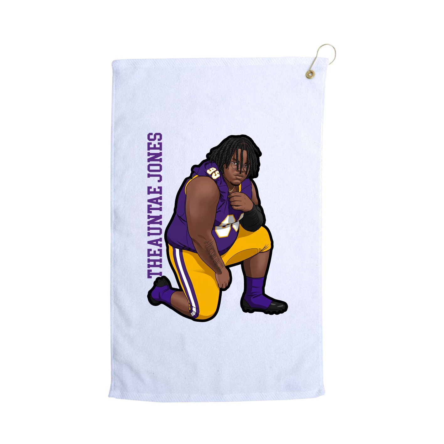 Golf Towel — Name Vertical in White