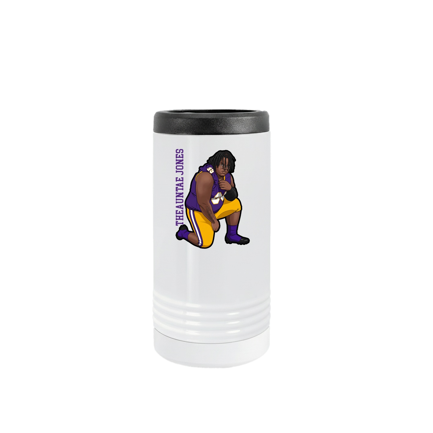 Slim Beverage Holder — Name Vertical in White