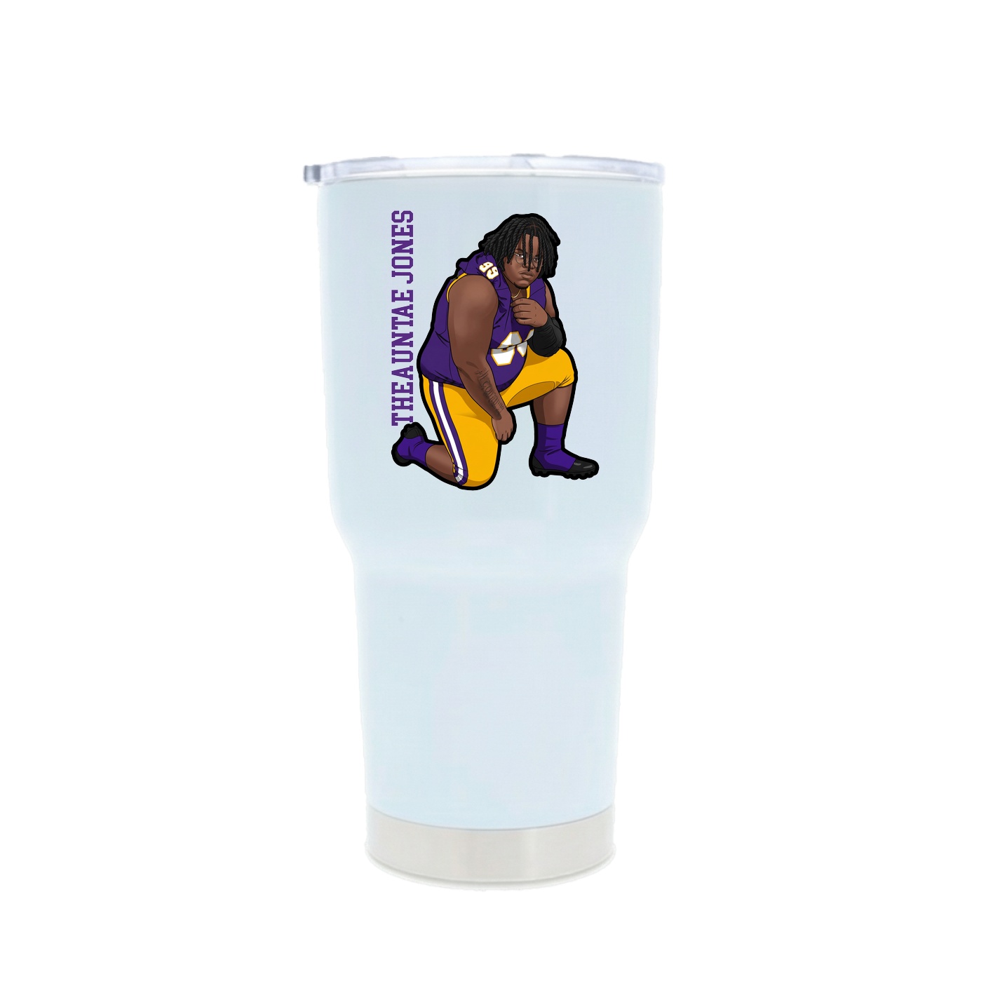 30oz Stainless Steel Tumbler — Name Vertical in White