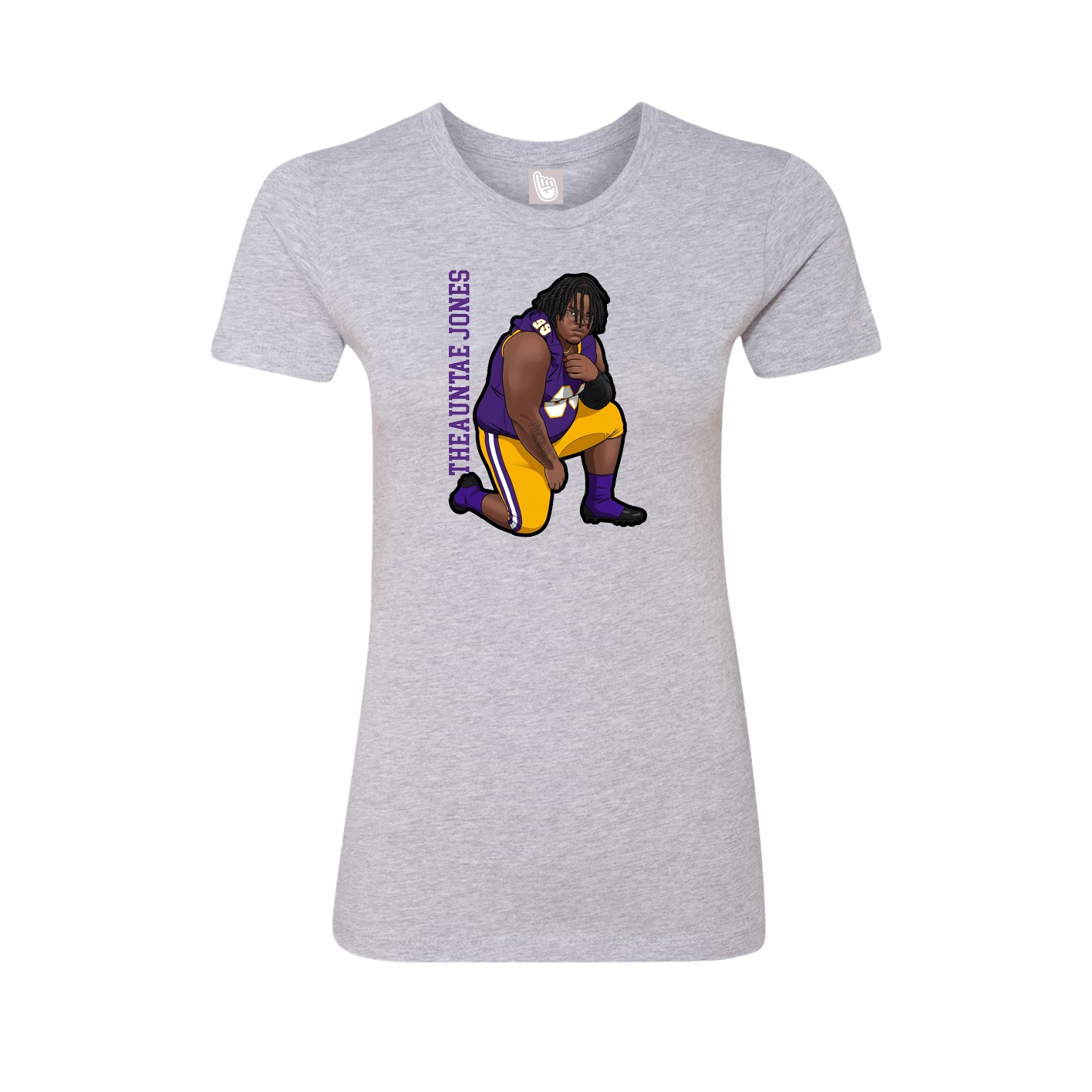 Womens Tee — Name Vertical in Grey