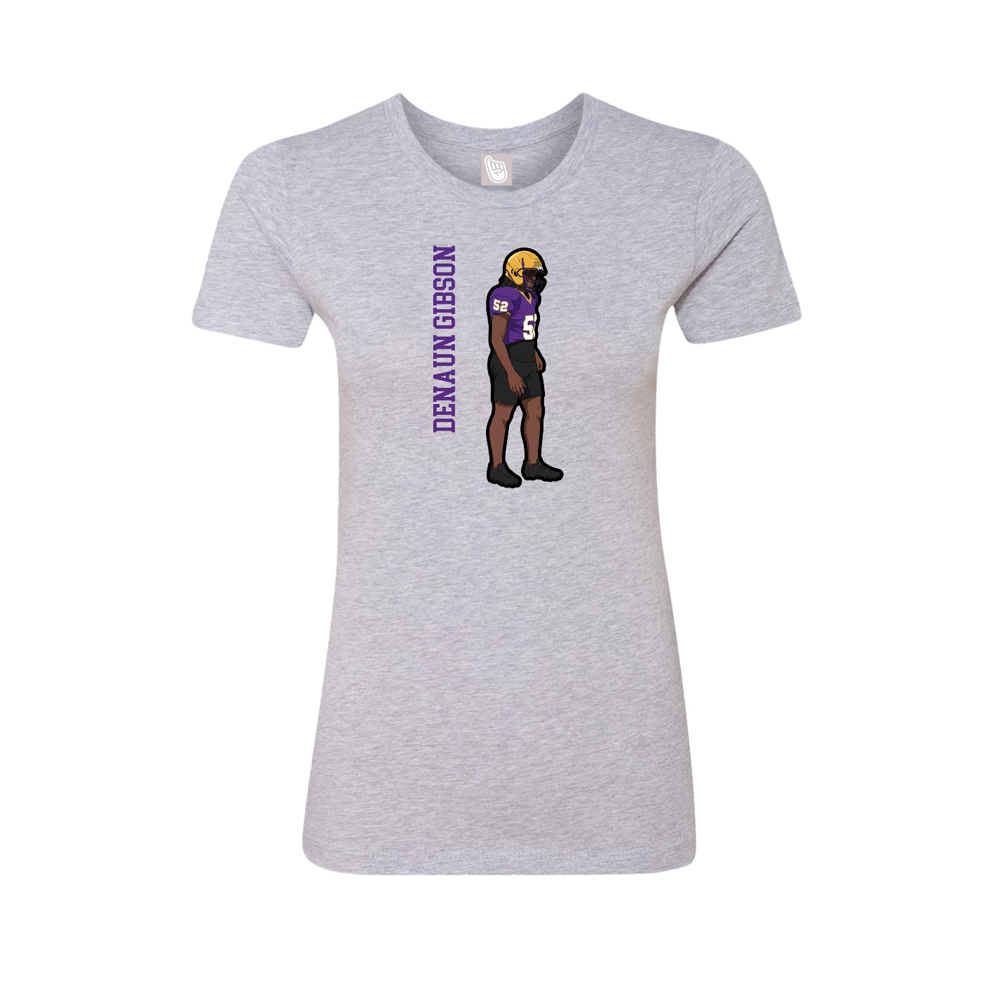 Fitted Women's Tee — Name Vertical in Grey