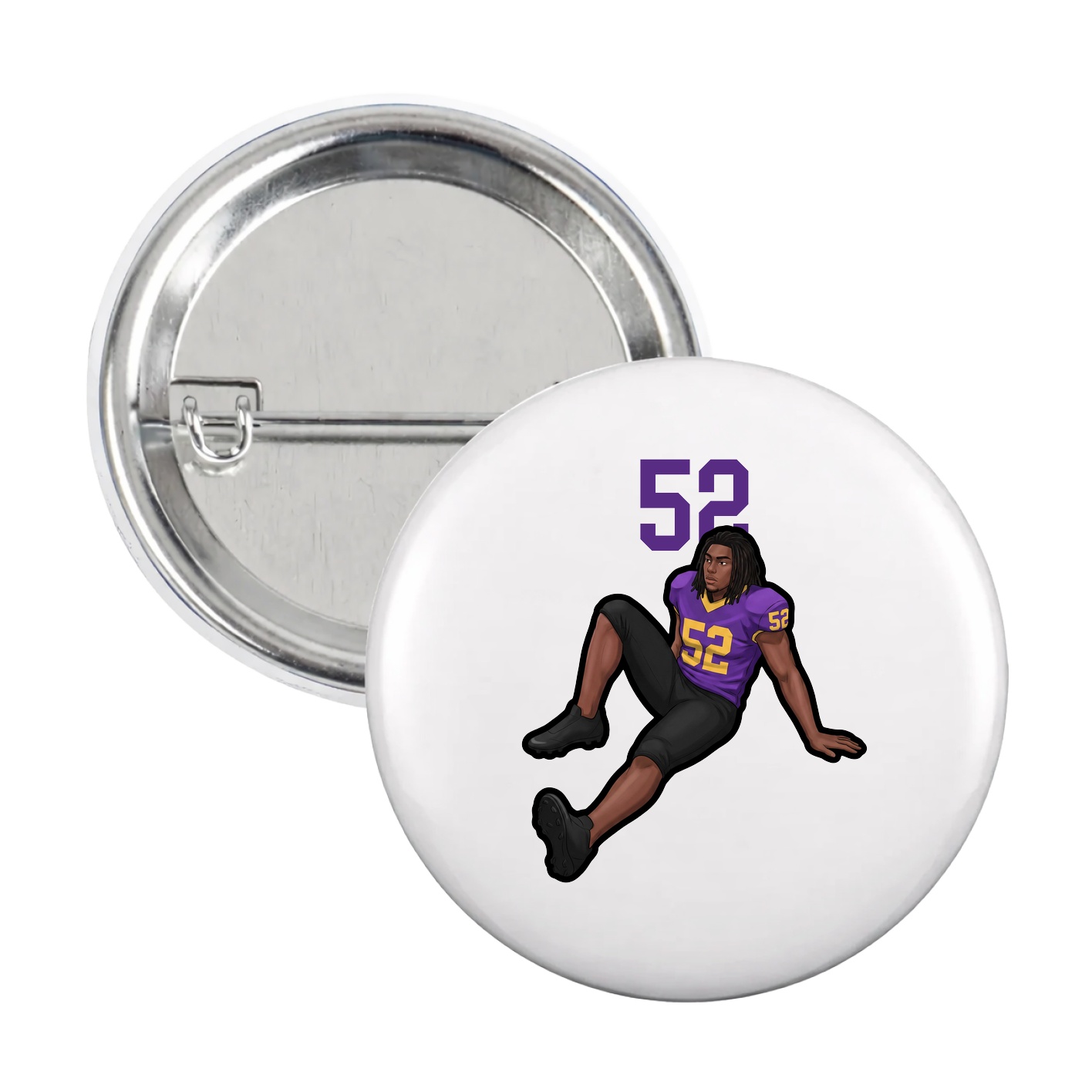 Game Day Button — Number Top in White
