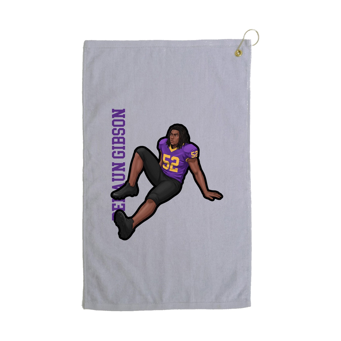 Golf Towel — Name Vertical in Grey