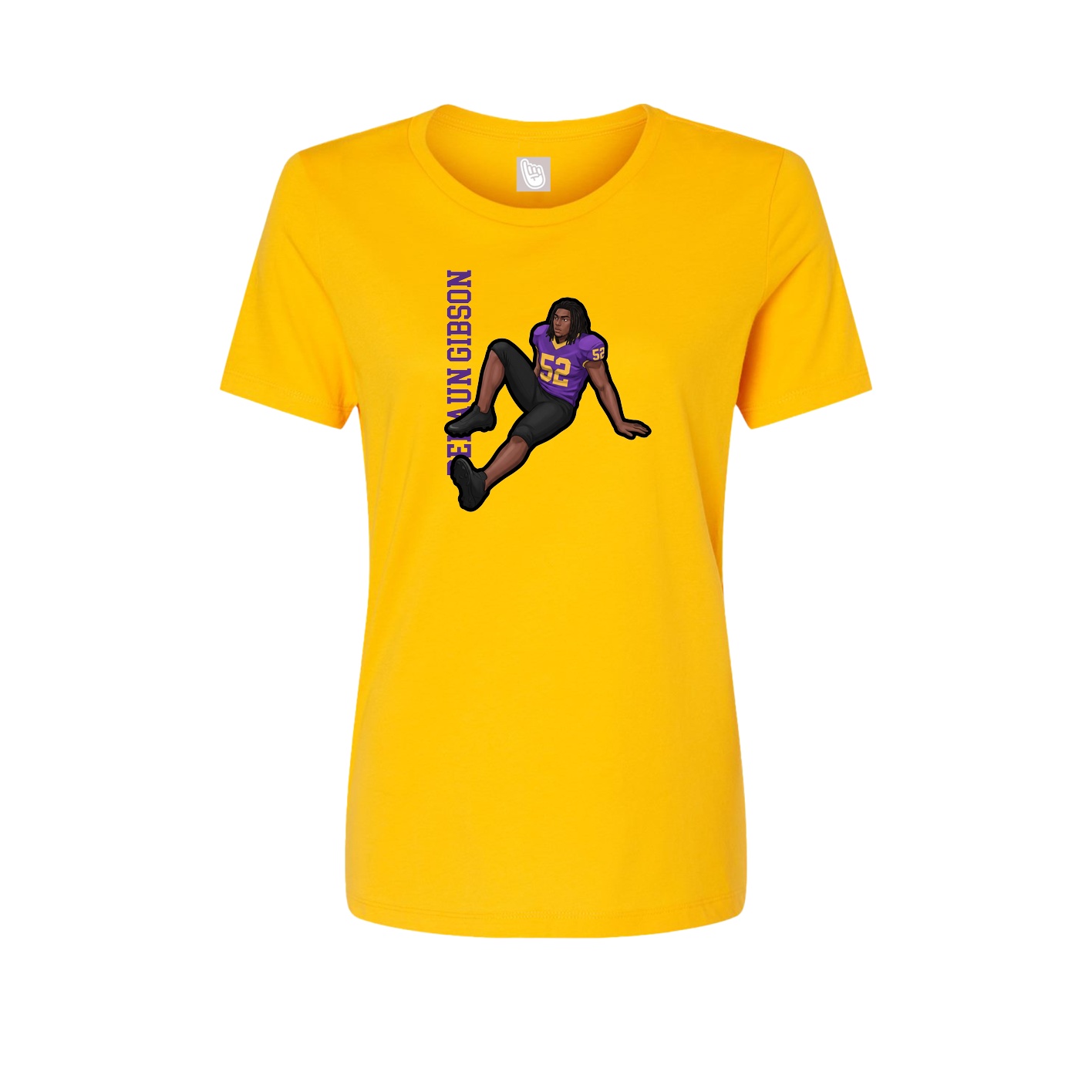 Fitted Women's Tee — Name Vertical in Gold
