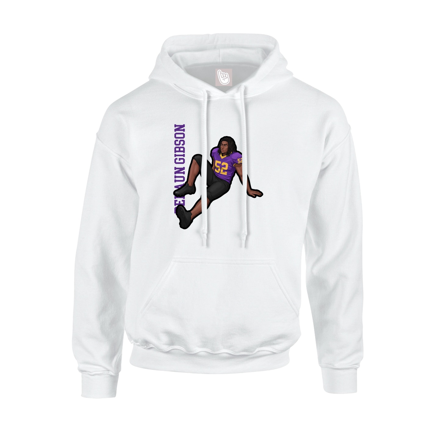 Youth Hoodie — Name Vertical in White