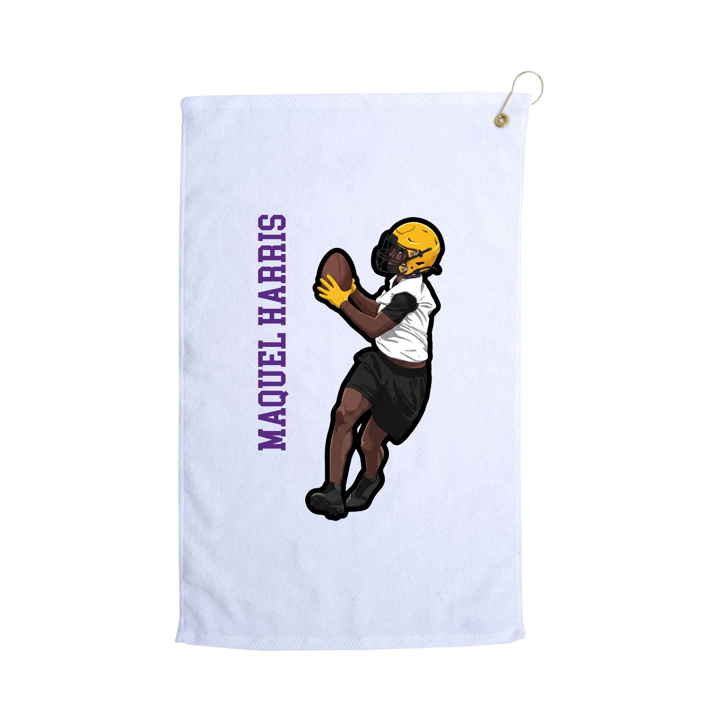 Golf Towel — Name Vertical in White