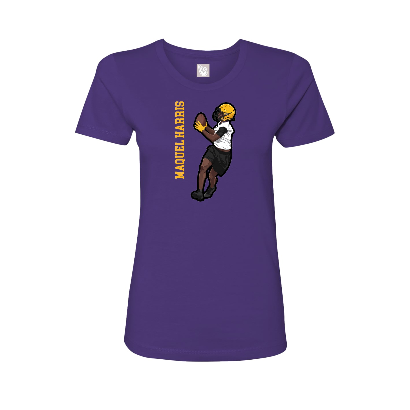Fitted Women's Tee — Name Vertical in Purple