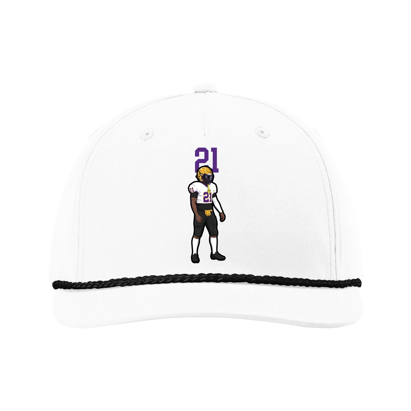 Five-Panel Classic Rope Cap — Number Top in White