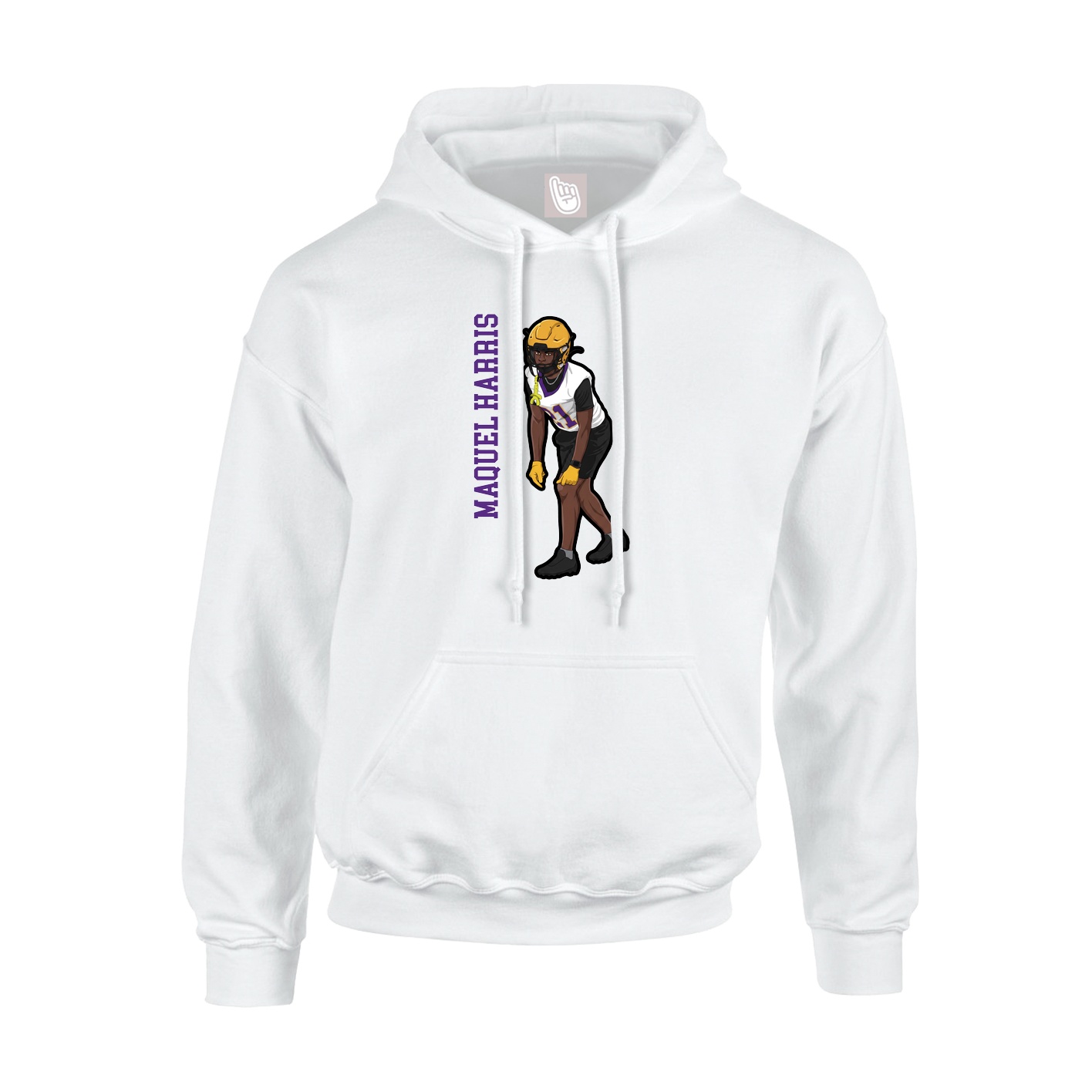 Youth Hoodie — Name Vertical in White