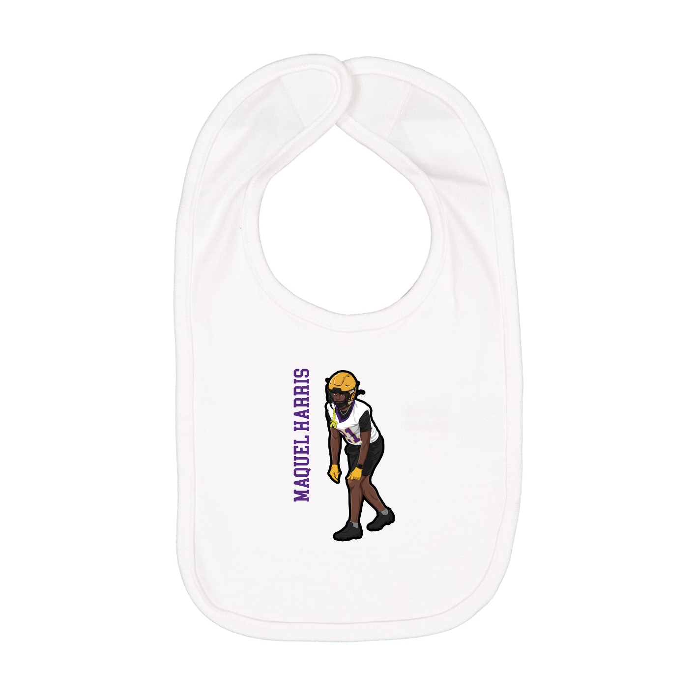 Infant Bib — Name Vertical in White