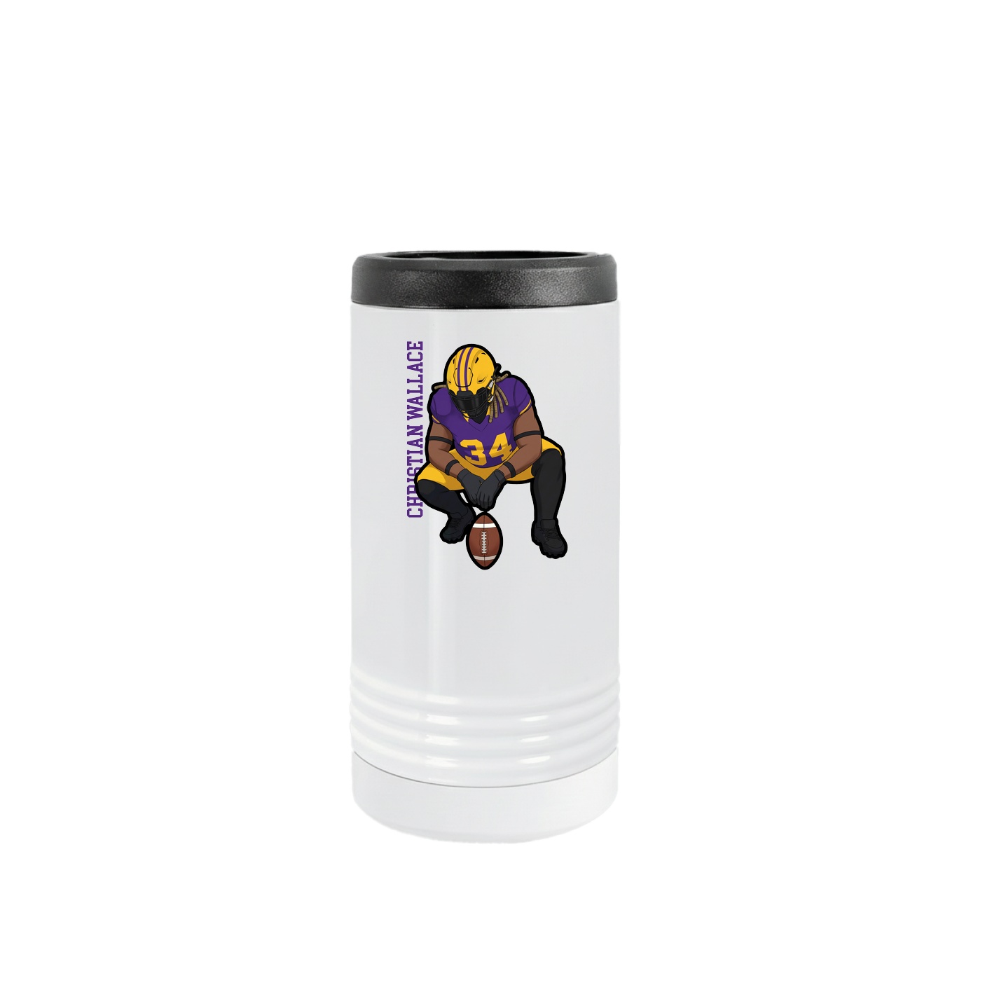 Slim Beverage Holder — Name Vertical in White