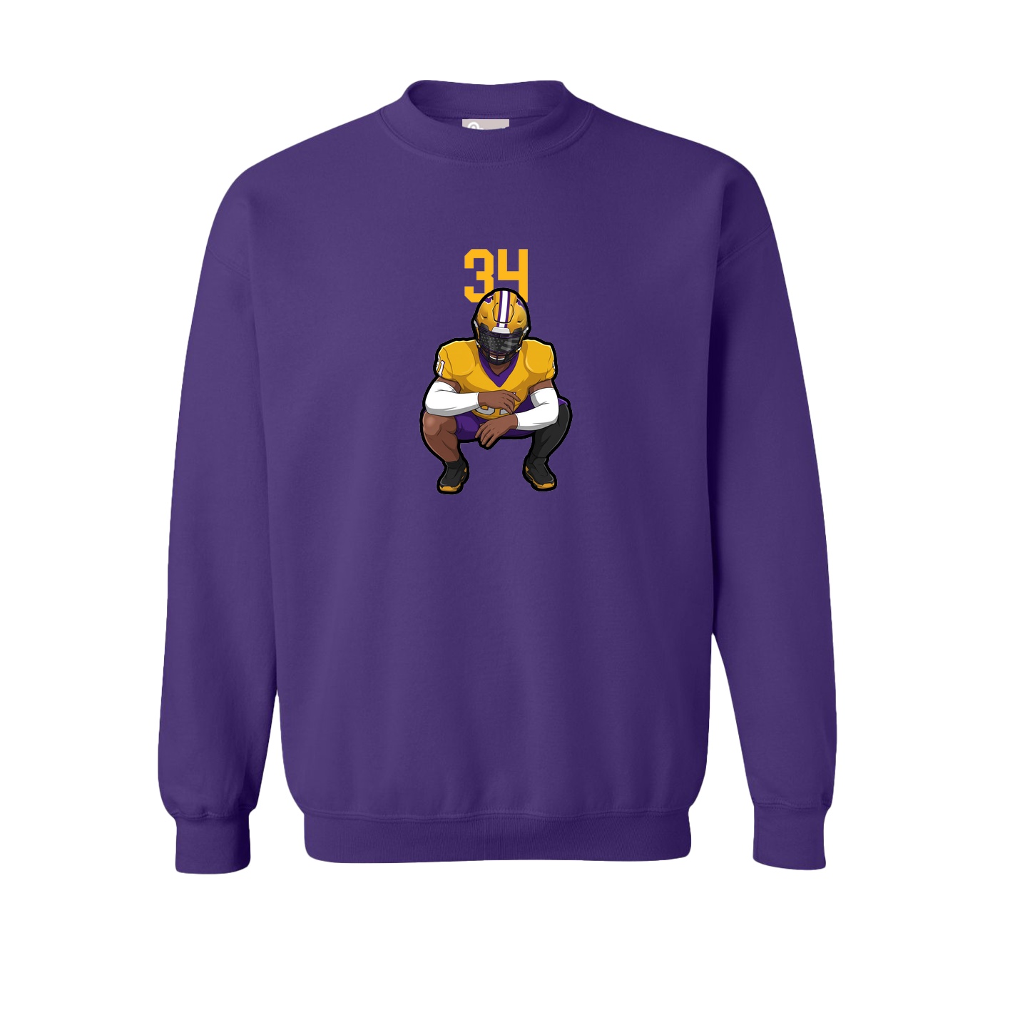 Fleece Crew — Number Top in Purple