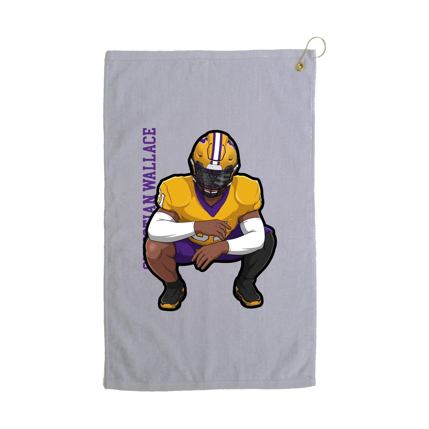 Golf Towel — Name Vertical in Grey