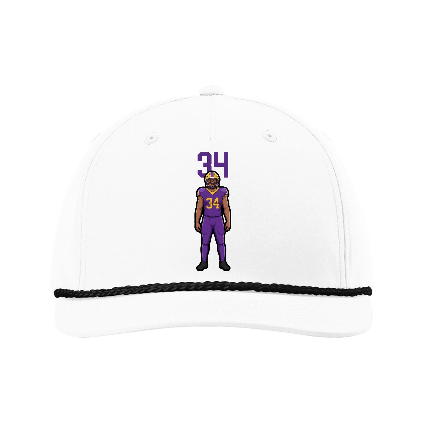 Five-Panel Classic Rope Cap — Number Top in White
