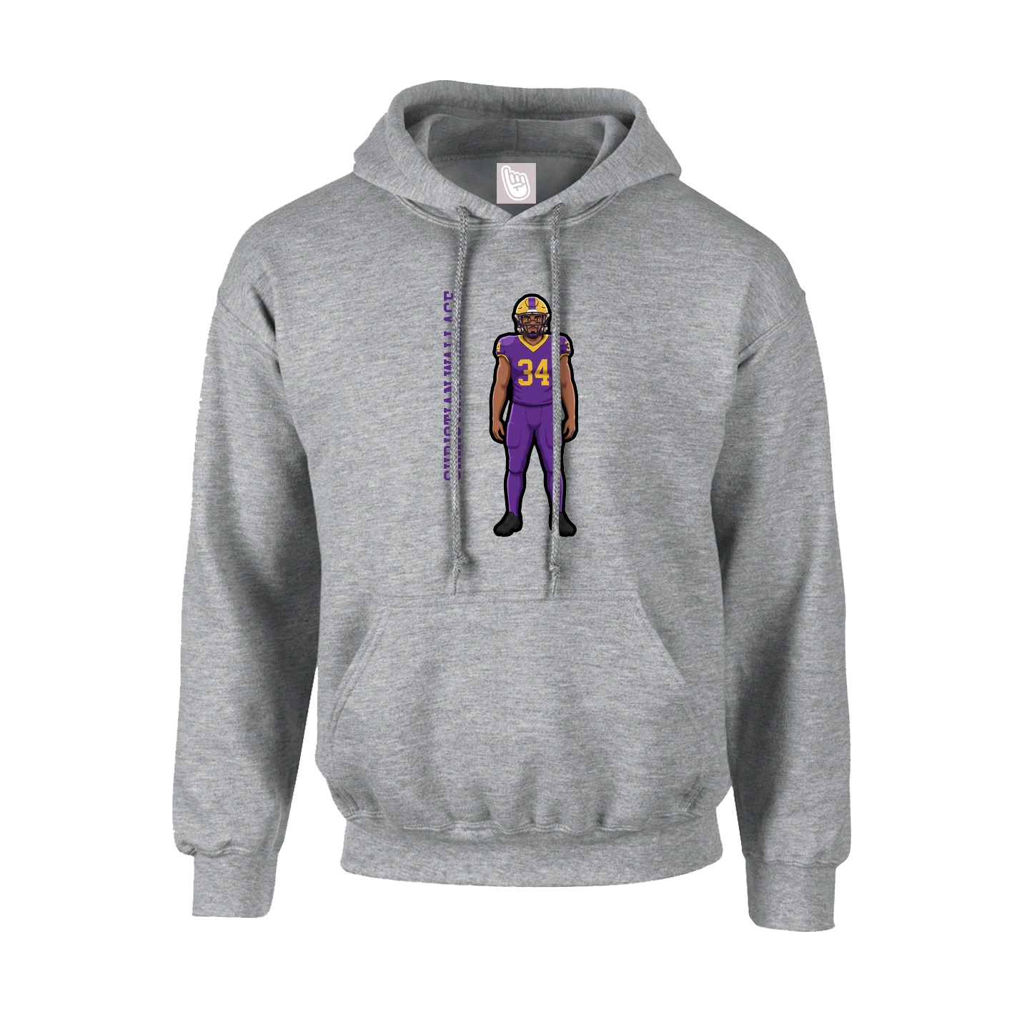 Youth Hoodie — Name Vertical in Grey