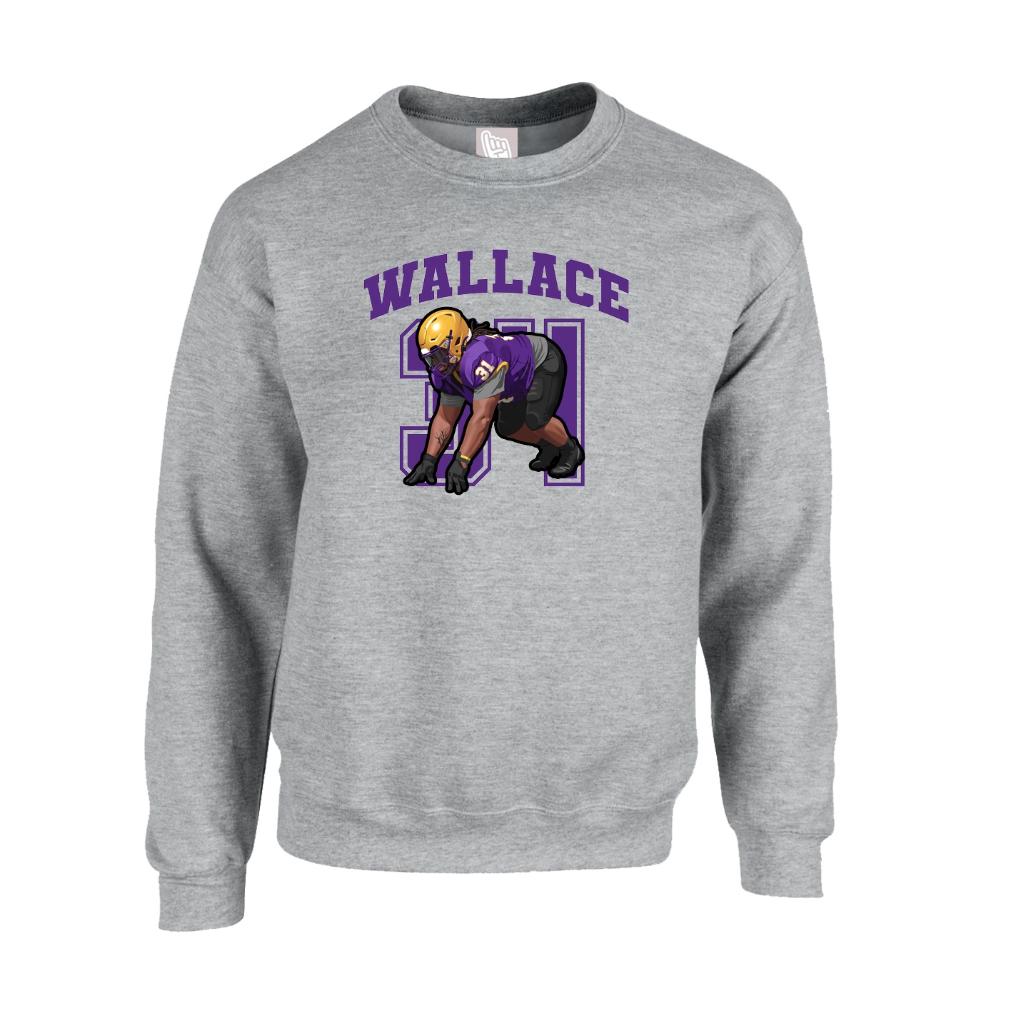 Fleece Crew — Number in Grey