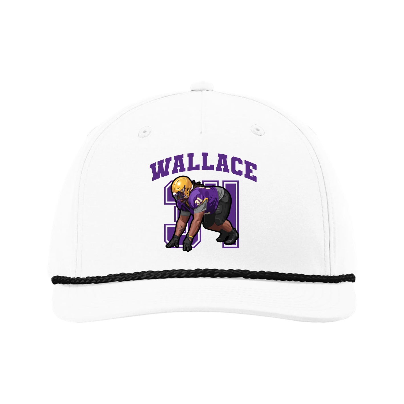 Five-Panel Classic Rope Cap — Number in White