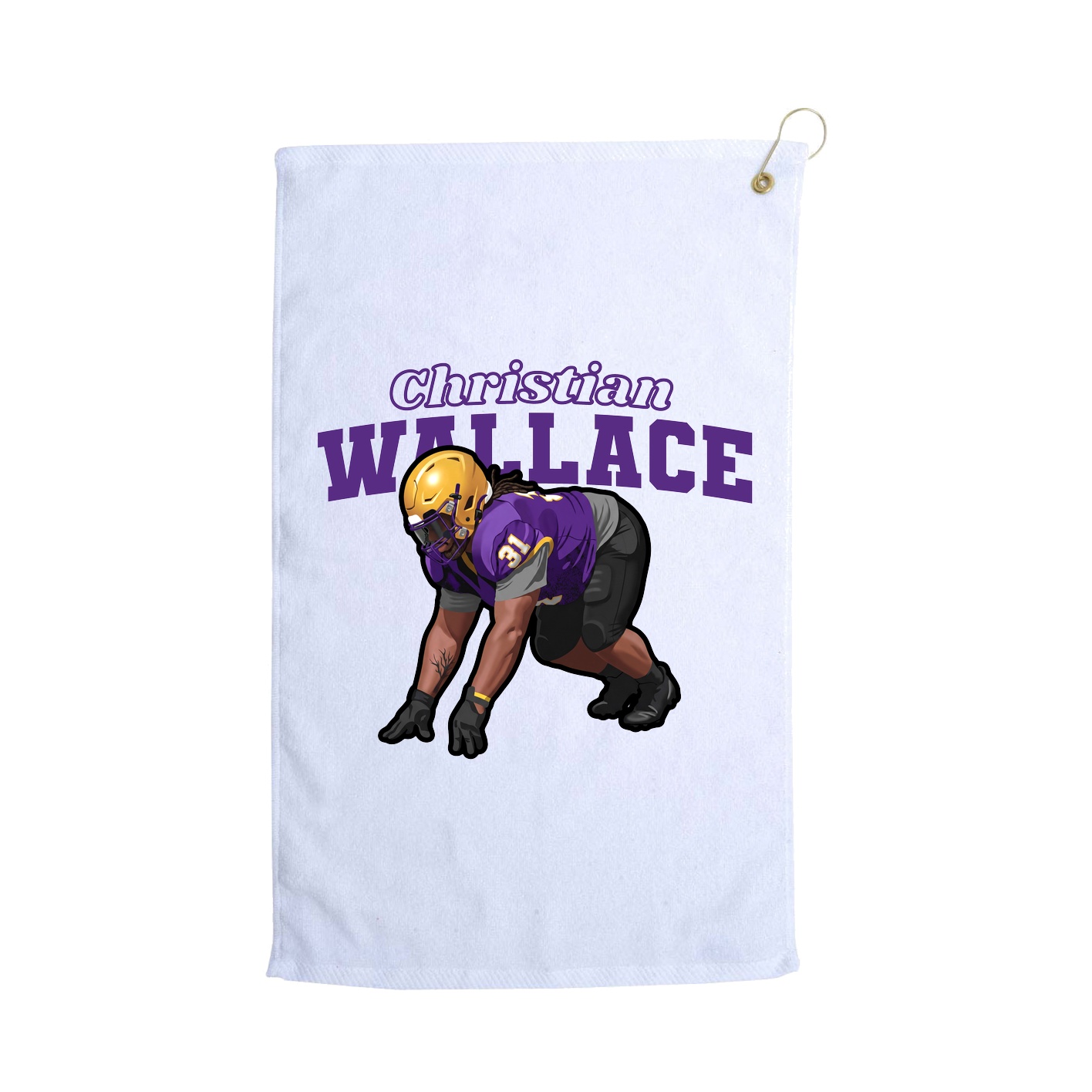 Golf Towel — Name Arch in White