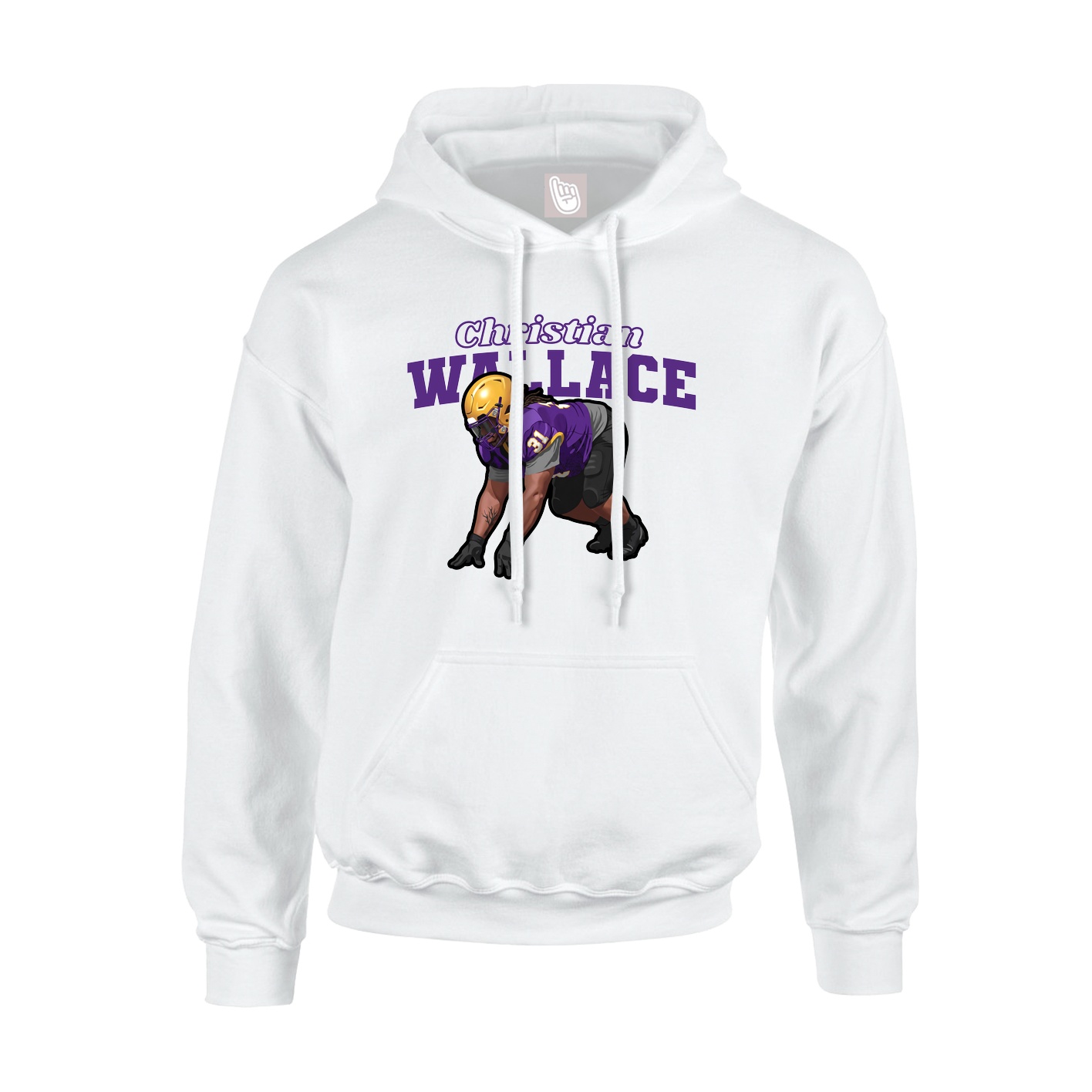 Youth Hoodie — Name Arch in White