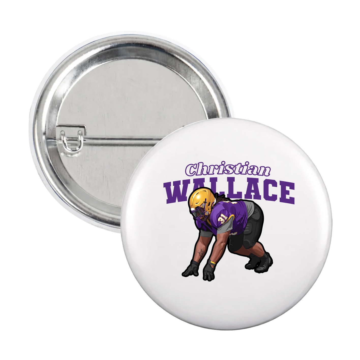 Game Day Button — Name Arch in White
