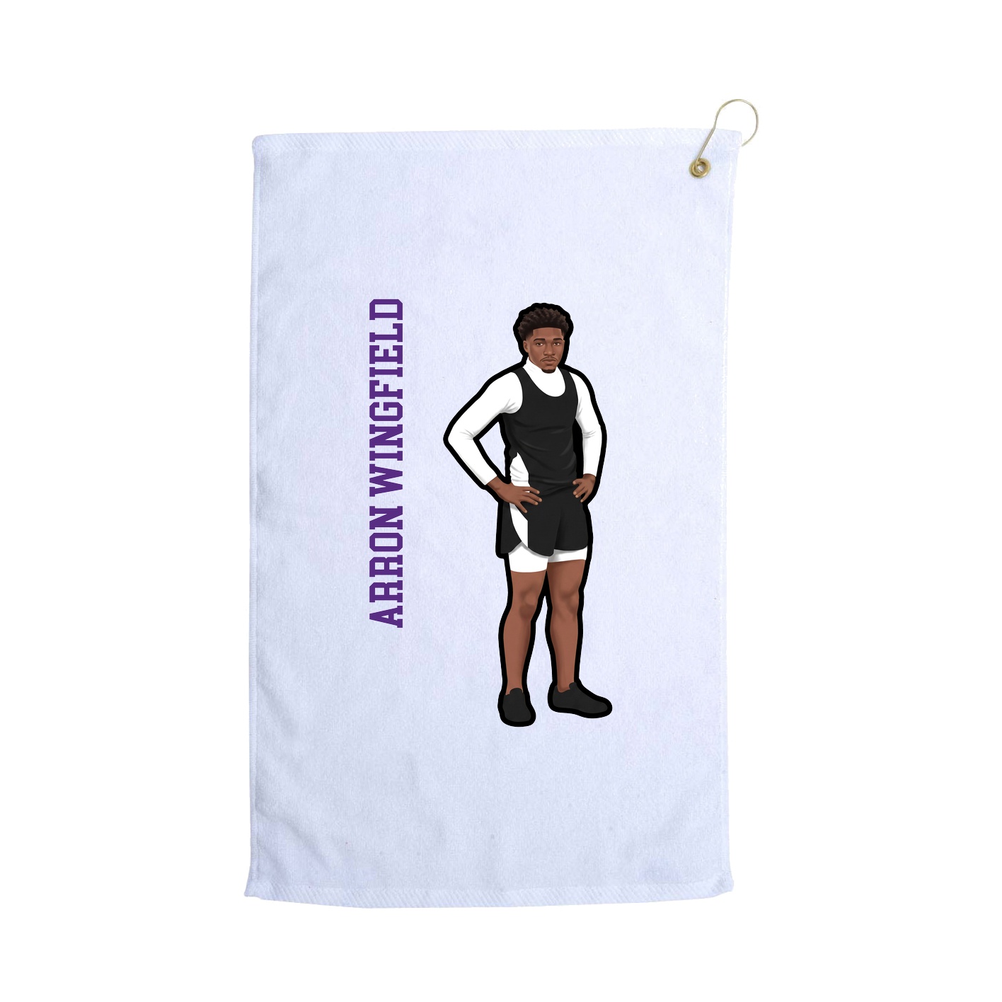 Golf Towel — Name Vertical in White