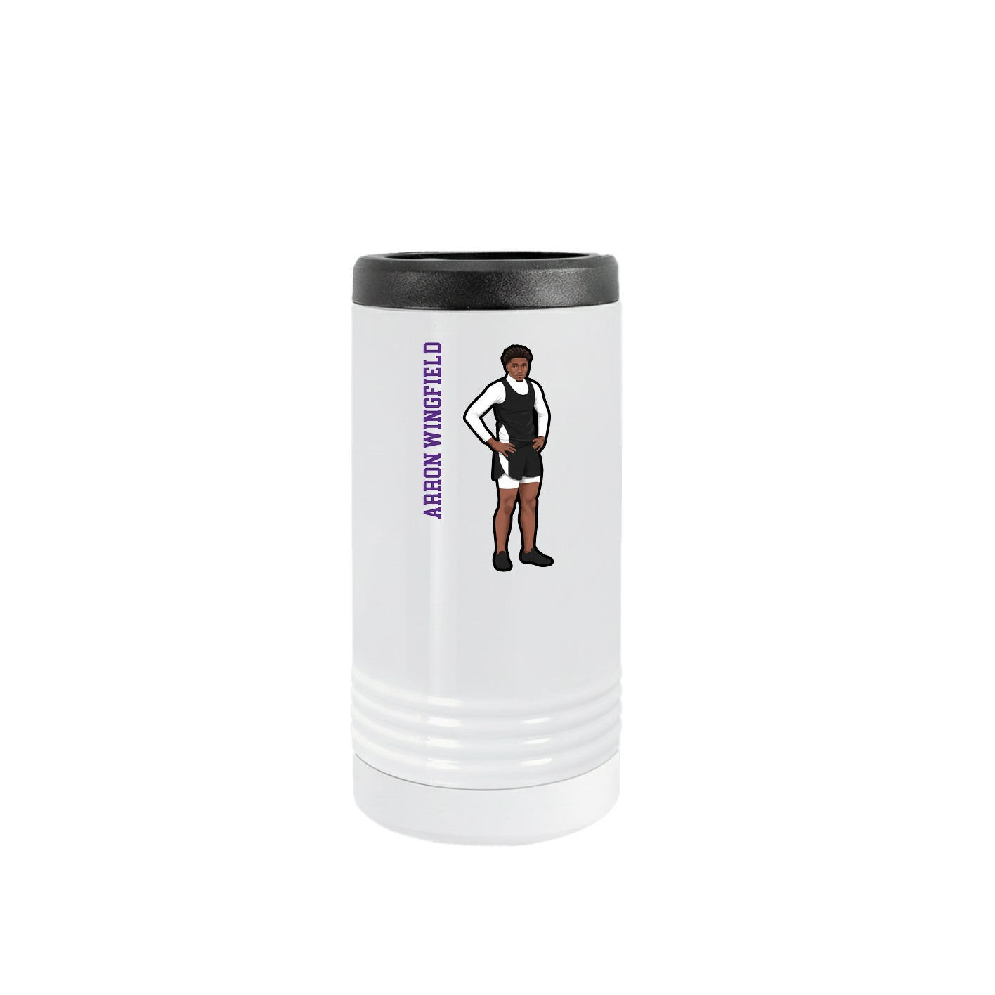Slim Beverage Holder — Name Vertical in White