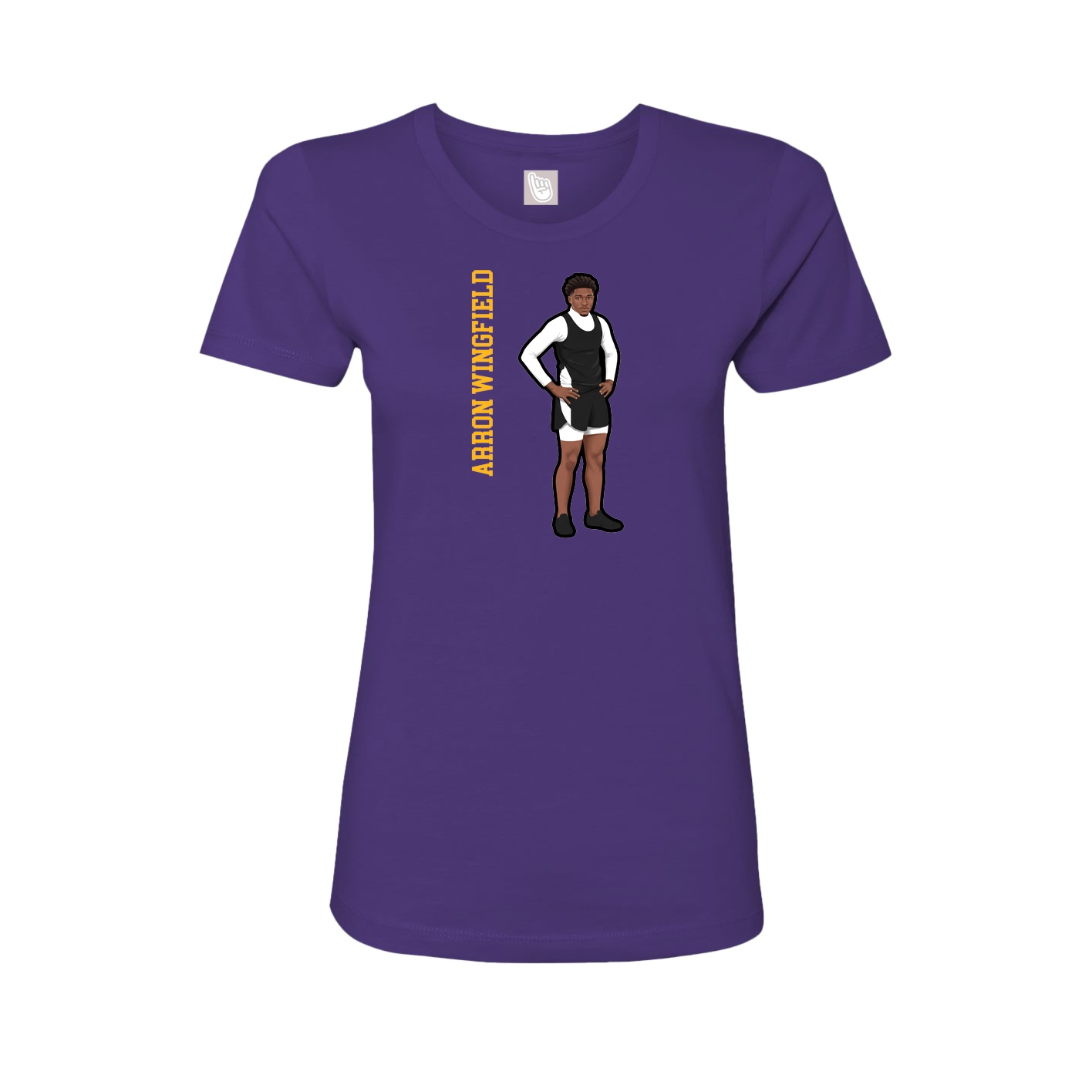 Fitted Women's Tee — Name Vertical in Purple