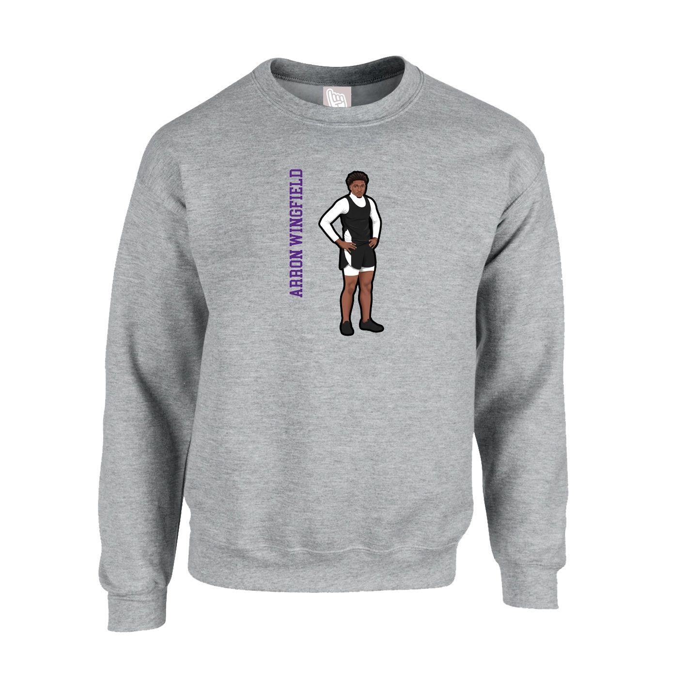Fleece Crew — Name Vertical in Grey