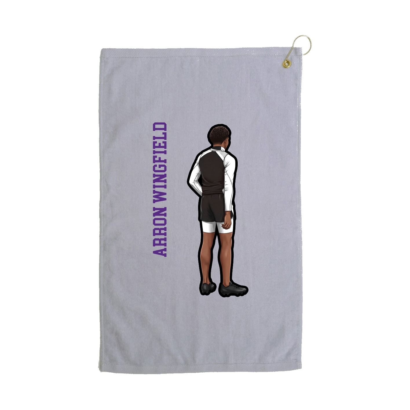Golf Towel — Name Vertical in Grey