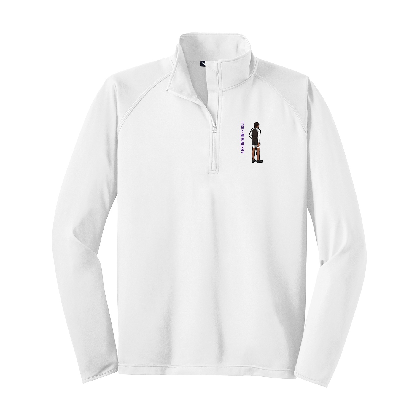 Q-Zip Pullover — Name Vertical in White