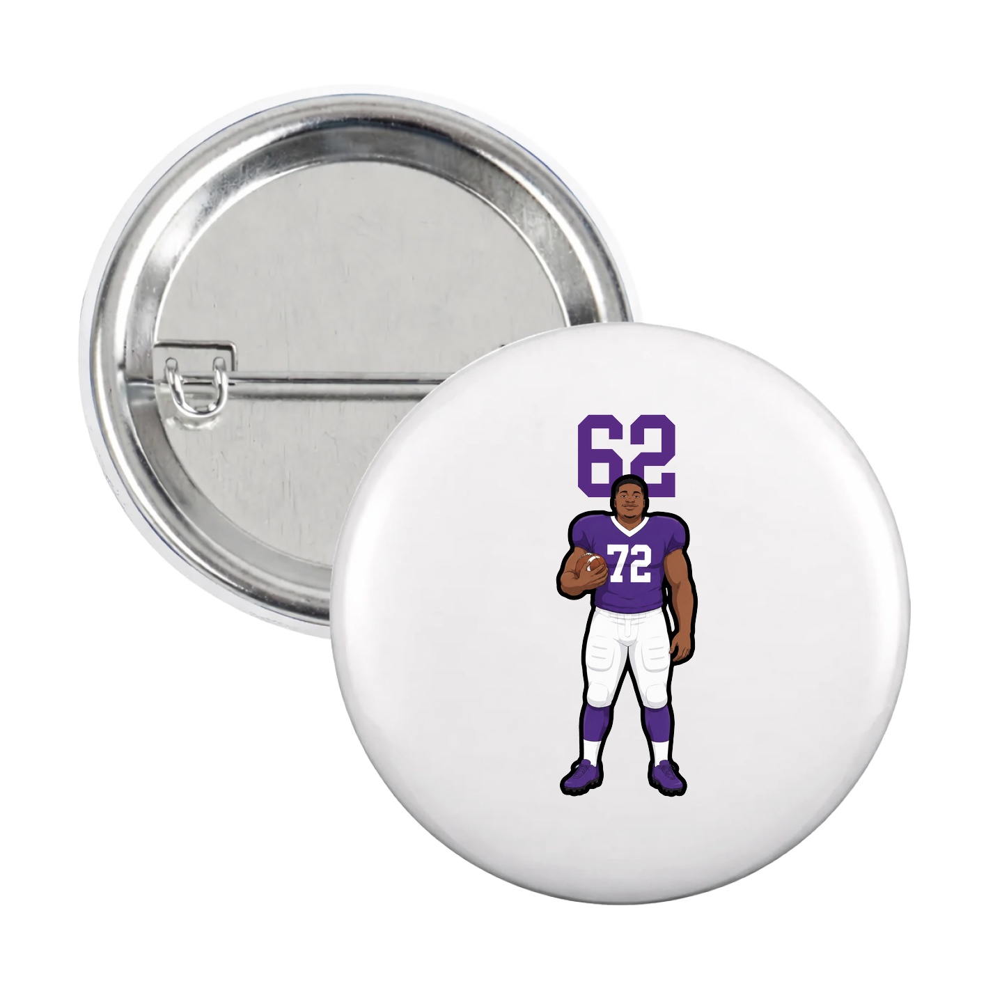 Game Day Button — Number Top in White