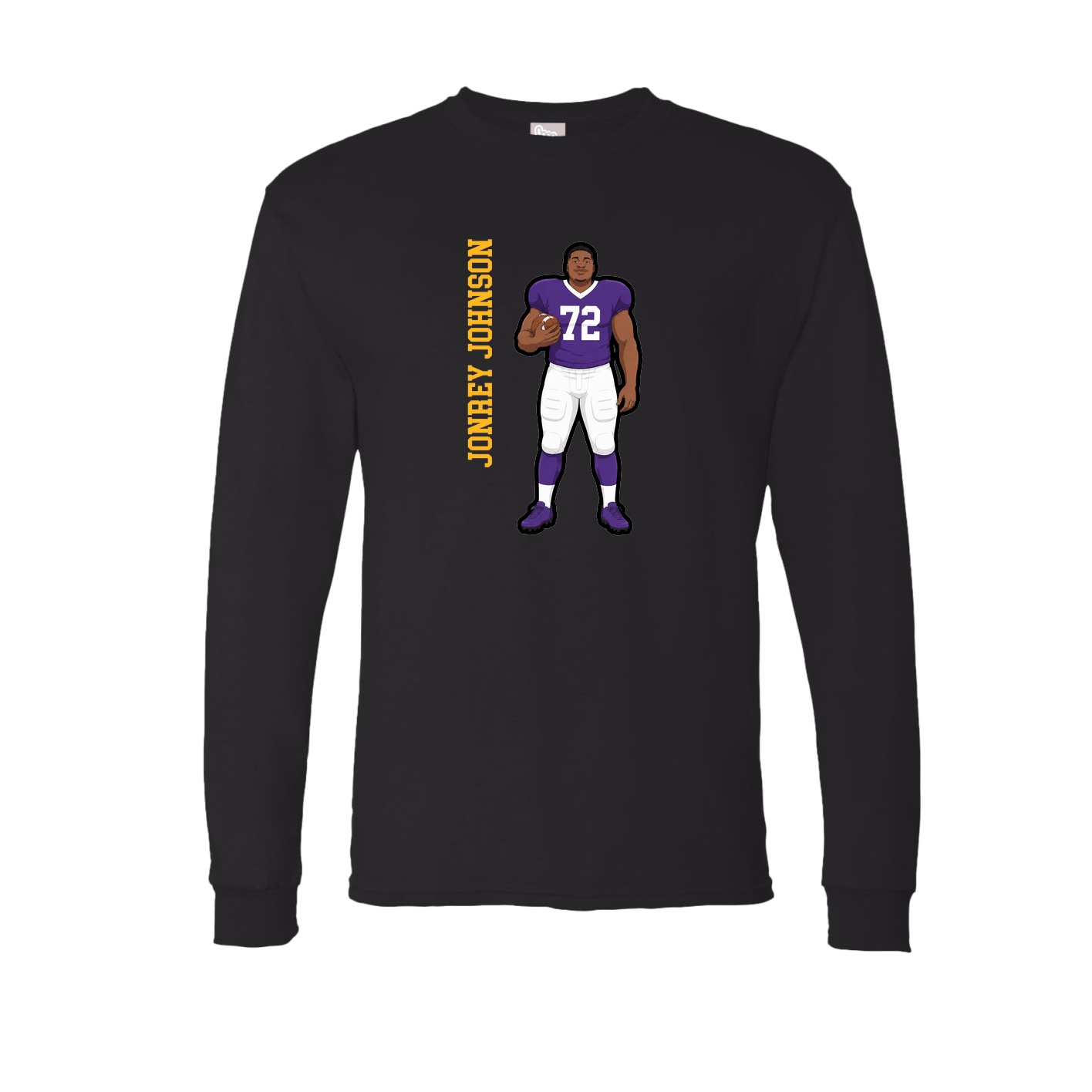 Long Sleeve Tee — Name Vertical in Black