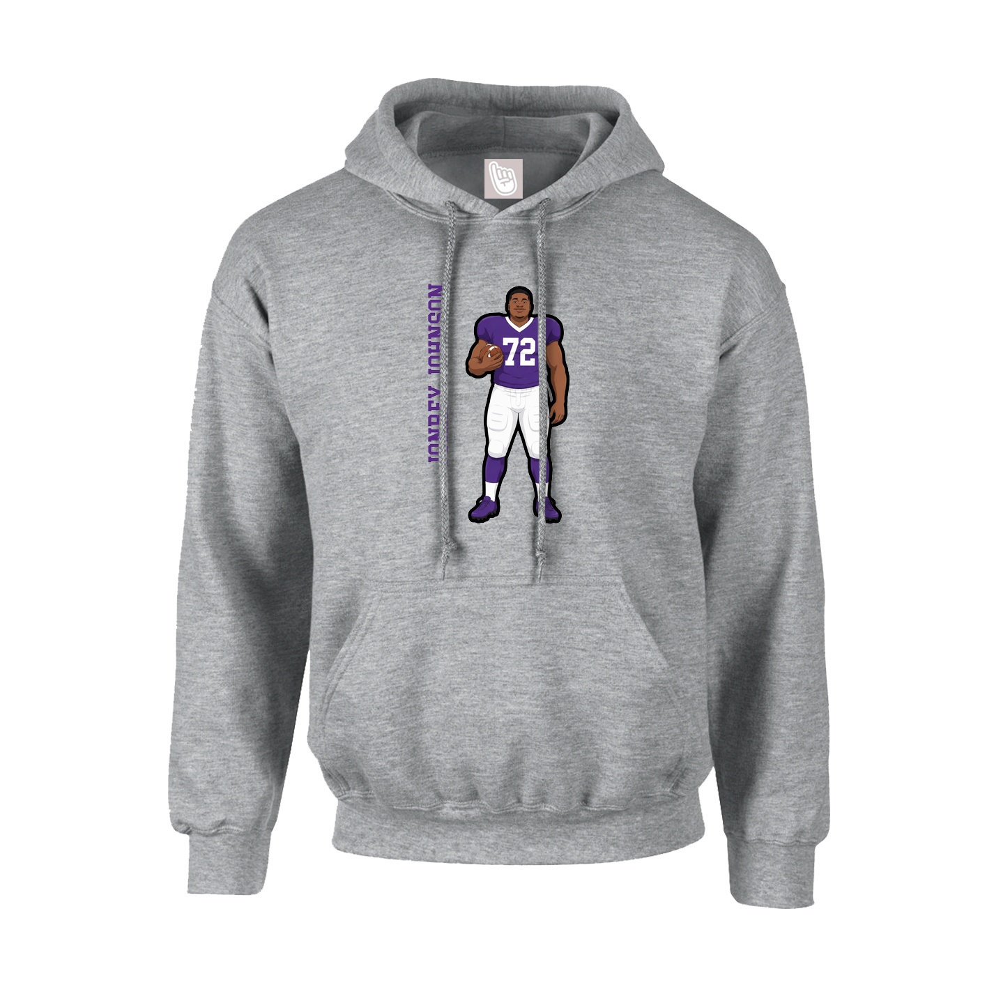 Hoodie — Name Vertical in Grey