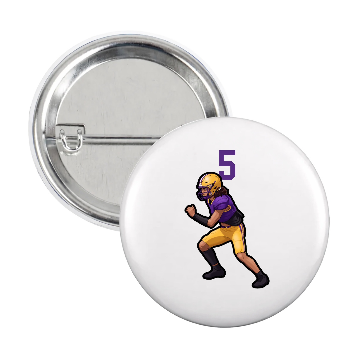 Game Day Button — Number Top in White