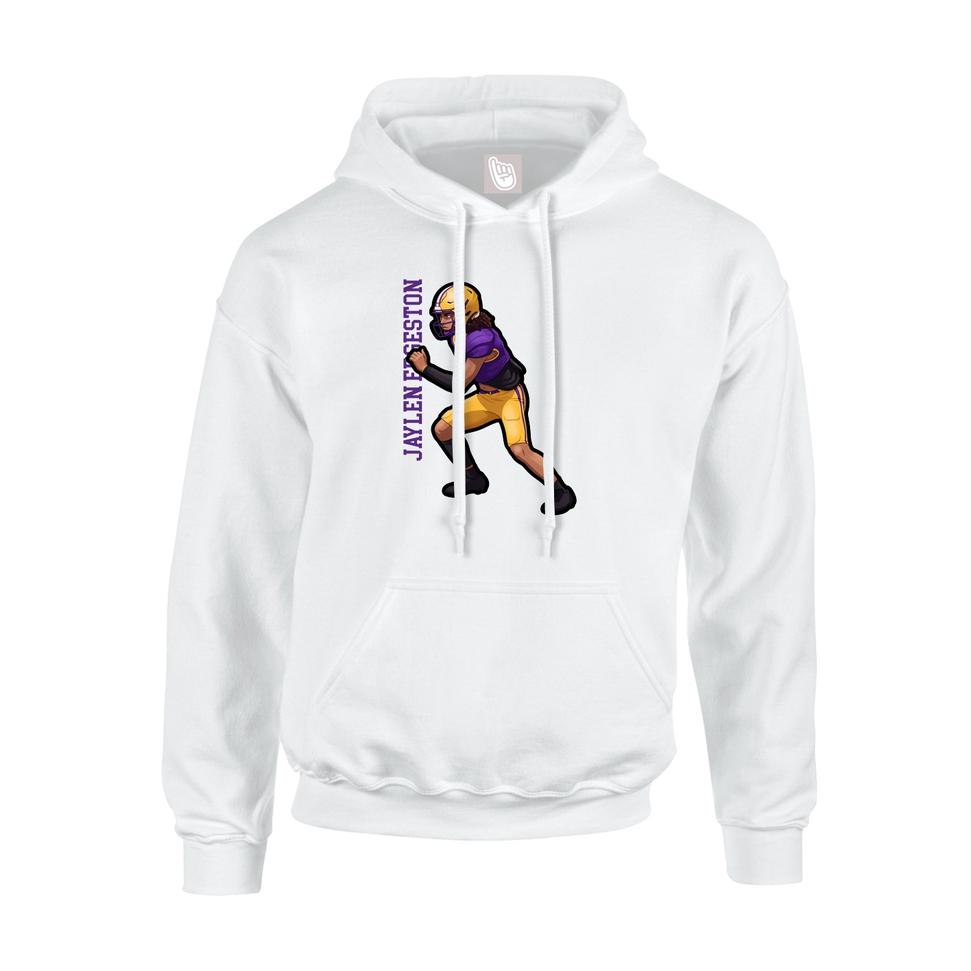 Youth Hoodie — Name Vertical in White